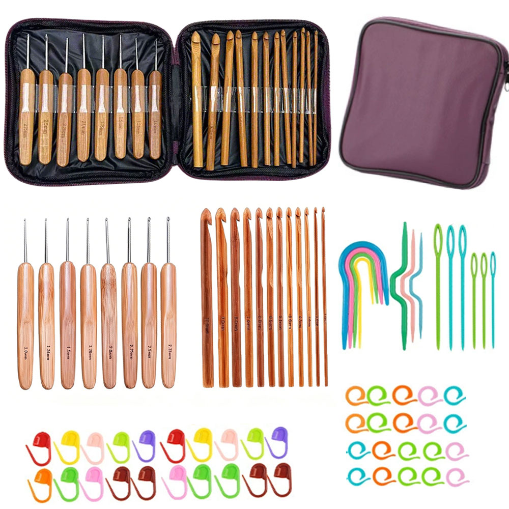 Tool Set - 74-delige bamboe haaknaaldset, garenweefsel, naai- en